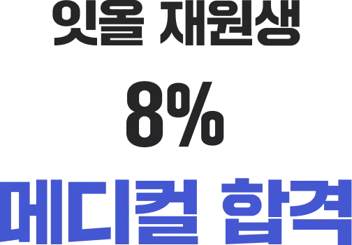 잇올 재원생 8% 메디컬 합격